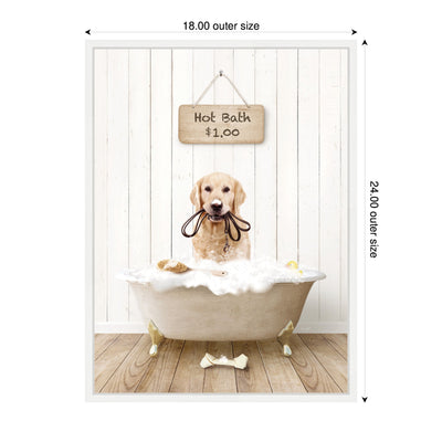 Sylvie Golden Retriever in Hot Bath Framed Canvas by Amy Peterson