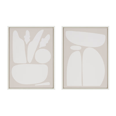 Sylvie Zen Botanical Rock Neutral Framed Canvas Set by kateandlaurel - product image 15 for Resin Society