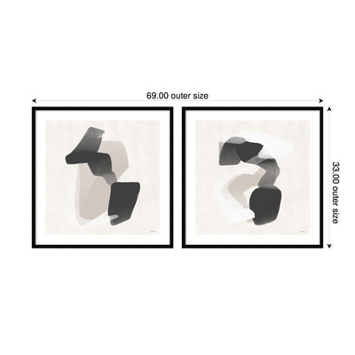 Abstract Neutral 01 & 02 2 Piece Framed Wall Art Print Set by Gabrielly Guedes