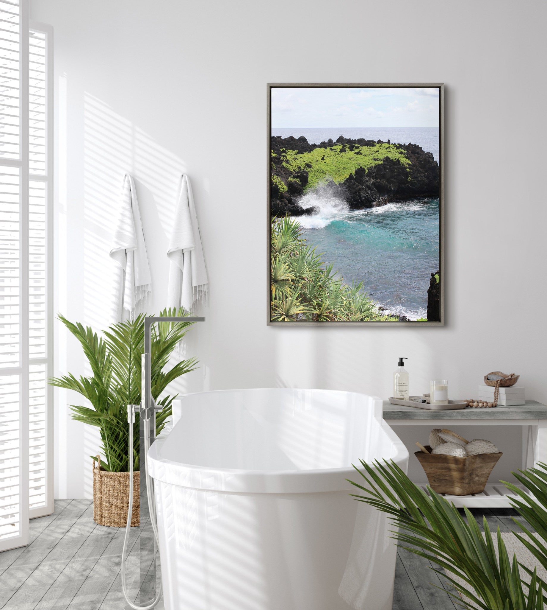 Sylvie Maui Black Sand Swell Framed Canvas by Rachel Bolgov by kateandlaurel - product image 8 for Resin Society