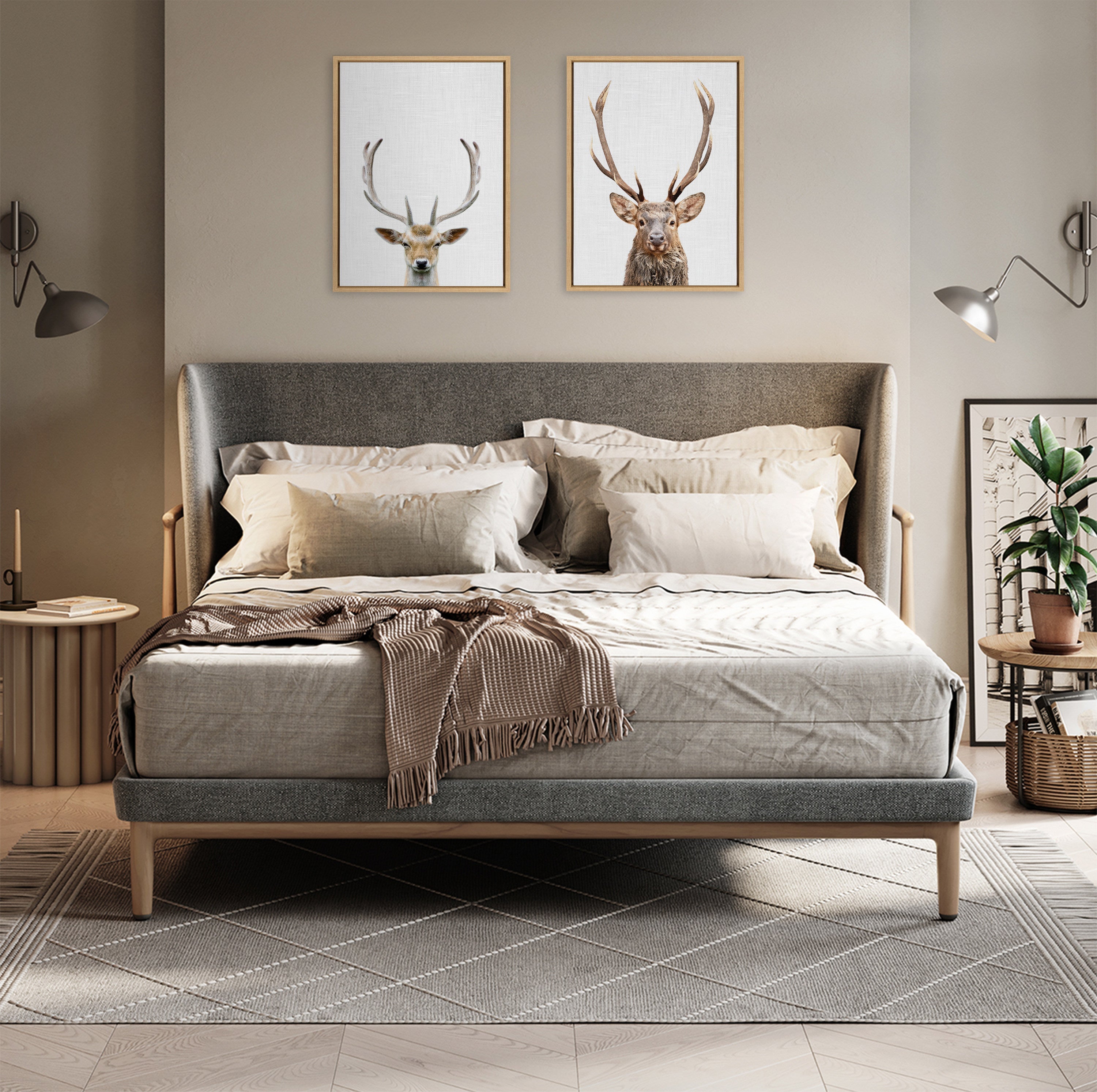 Sylvie Deer Color Framed Canvas by Simon Te of Tai Prints