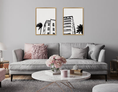 Sylvie Miami Beach Architecture Retro Art Deco Framed Canvas Art Set