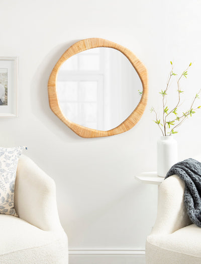 Rahfy Rattan Irregular Round Wall Mirror
