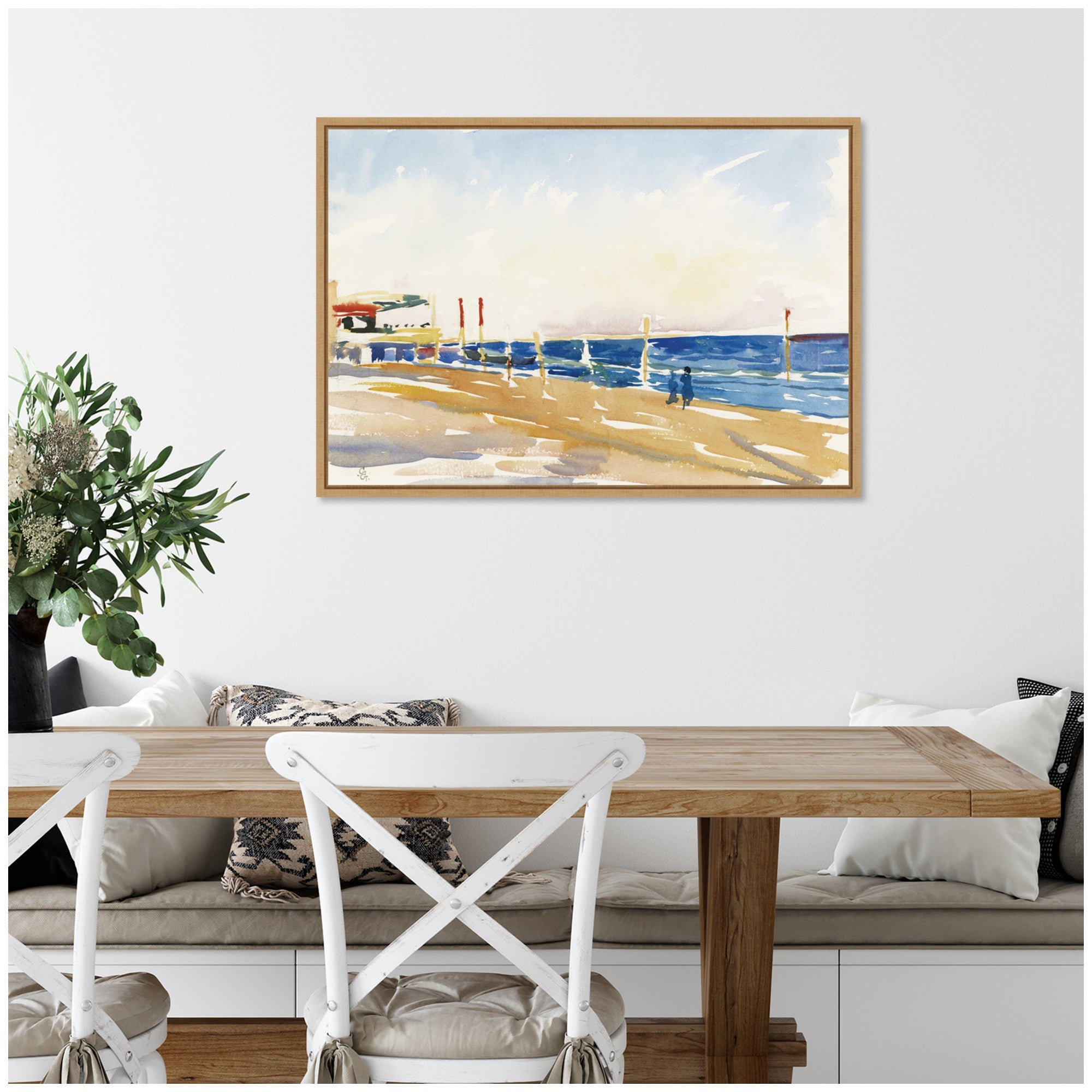 Lido of Venice no date Giovanni Giacometti by Nostalgia Prints Framed Canvas Wall Art Print