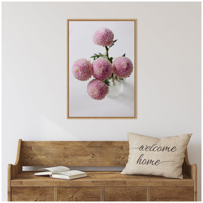 Sylvie Bouquet of Pastel Pink Dahlias Framed Canvas by Kristy Campbell