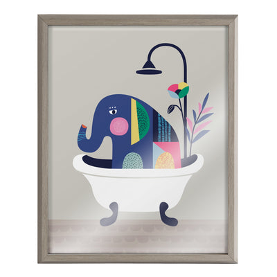 Blake Mid Century Modern Elephant in the Tub Framed Printed Glass by kateandlaurel - product image 2 for Resin Society