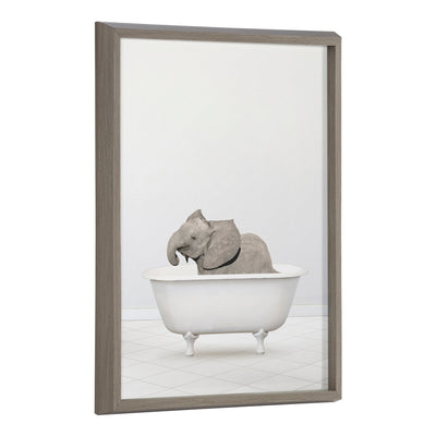 Blake Baby Elephant Solo Bathtub Framed Printed Glass by Amy Peterson by kateandlaurel - main product image for Resin Society