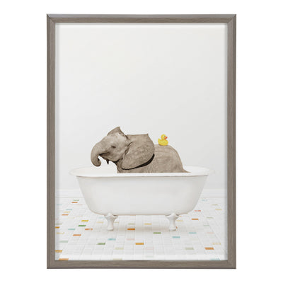 Blake Baby Elephant Bath Time with Rubber Ducky Framed Printed Glass by kateandlaurel - product image 2 for Resin Society