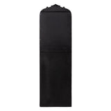 Tall rectangular black metal panel with an arched top featuring decorative cutouts and rivet details along edges, viewed from the back.