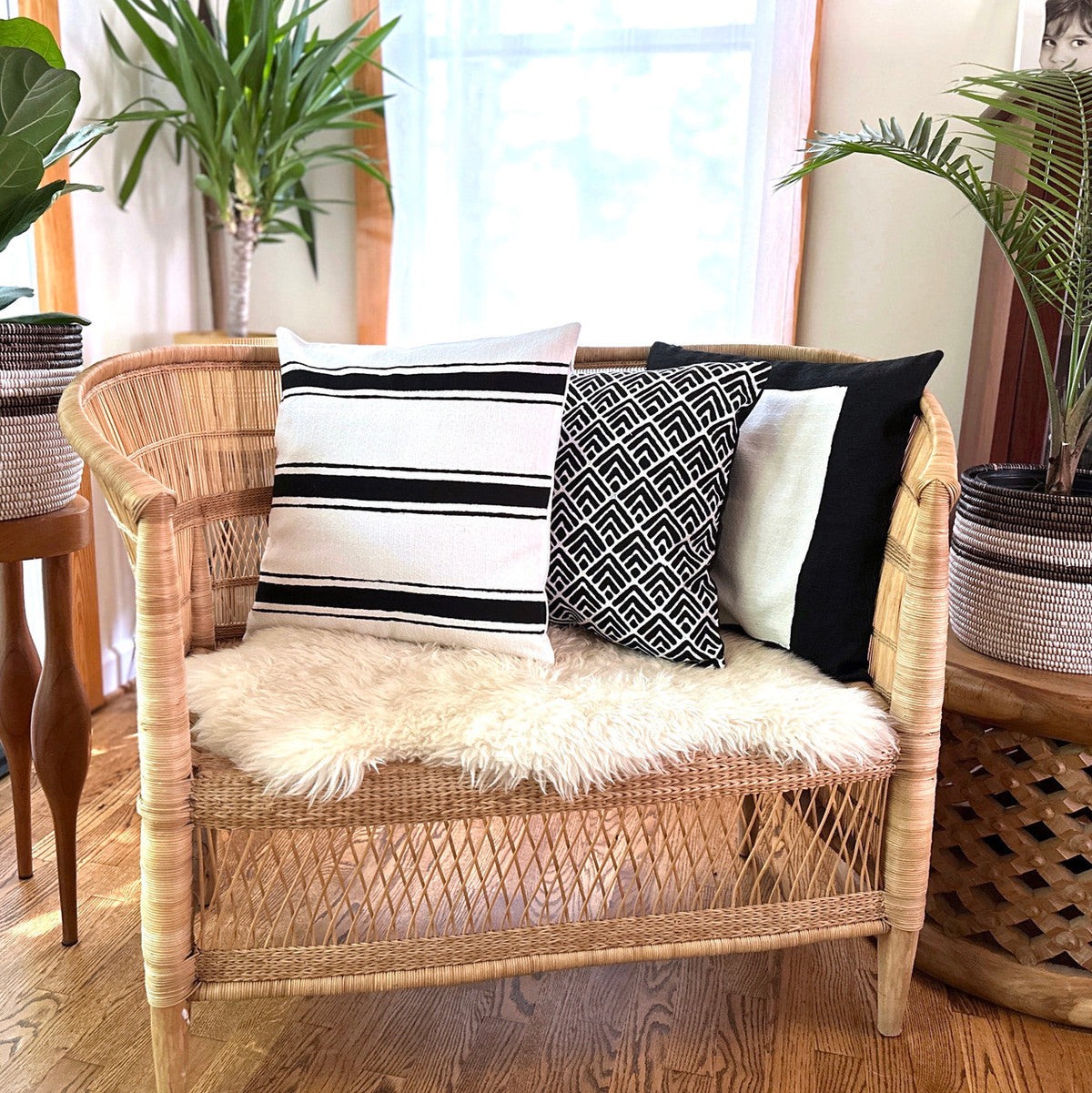 Striped White Sadza Pillow by Mbare Ltd - product image 3 for Resin Society