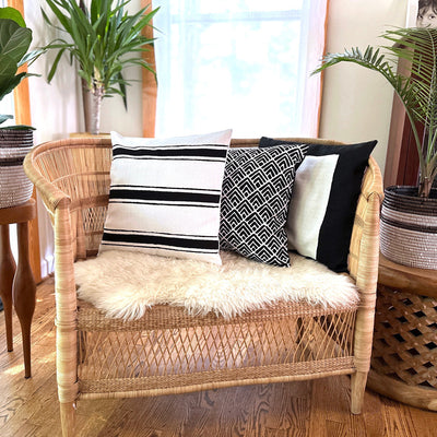 Striped White Sadza Pillow by Mbare Ltd - product image 3 for Resin Society