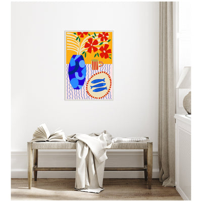 Sardines on Stripes by Teresa Rego Framed Canvas Wall Art Print