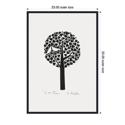 Sylvie Black and White Love Tree Linocut Framed Canvas by Giuliana Lazzerini