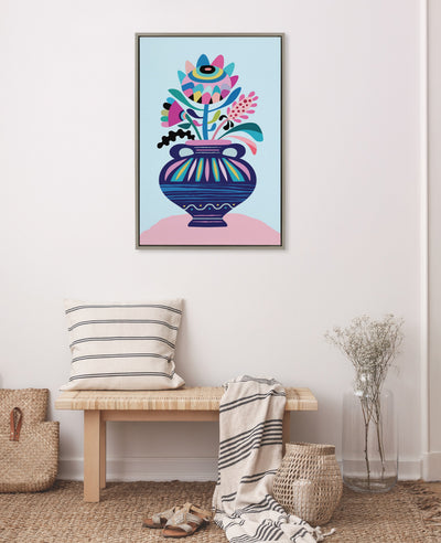 Sylvie Mid Century Modern Whimsical Floral Framed Canvas by kateandlaurel - product image 4 for Resin Society