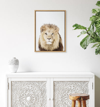 Sylvie Lion Thinking Portrait Framed Canvas by Amy Peterson Art Studio