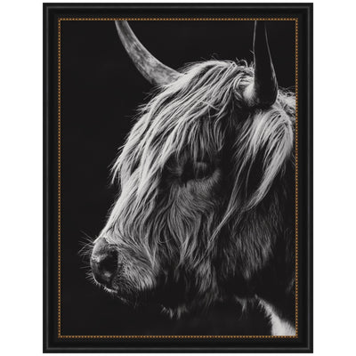 Scottish Highland Vertical framed wall art print displaying a vibrant vertical landscape scene in a sleek black frame.