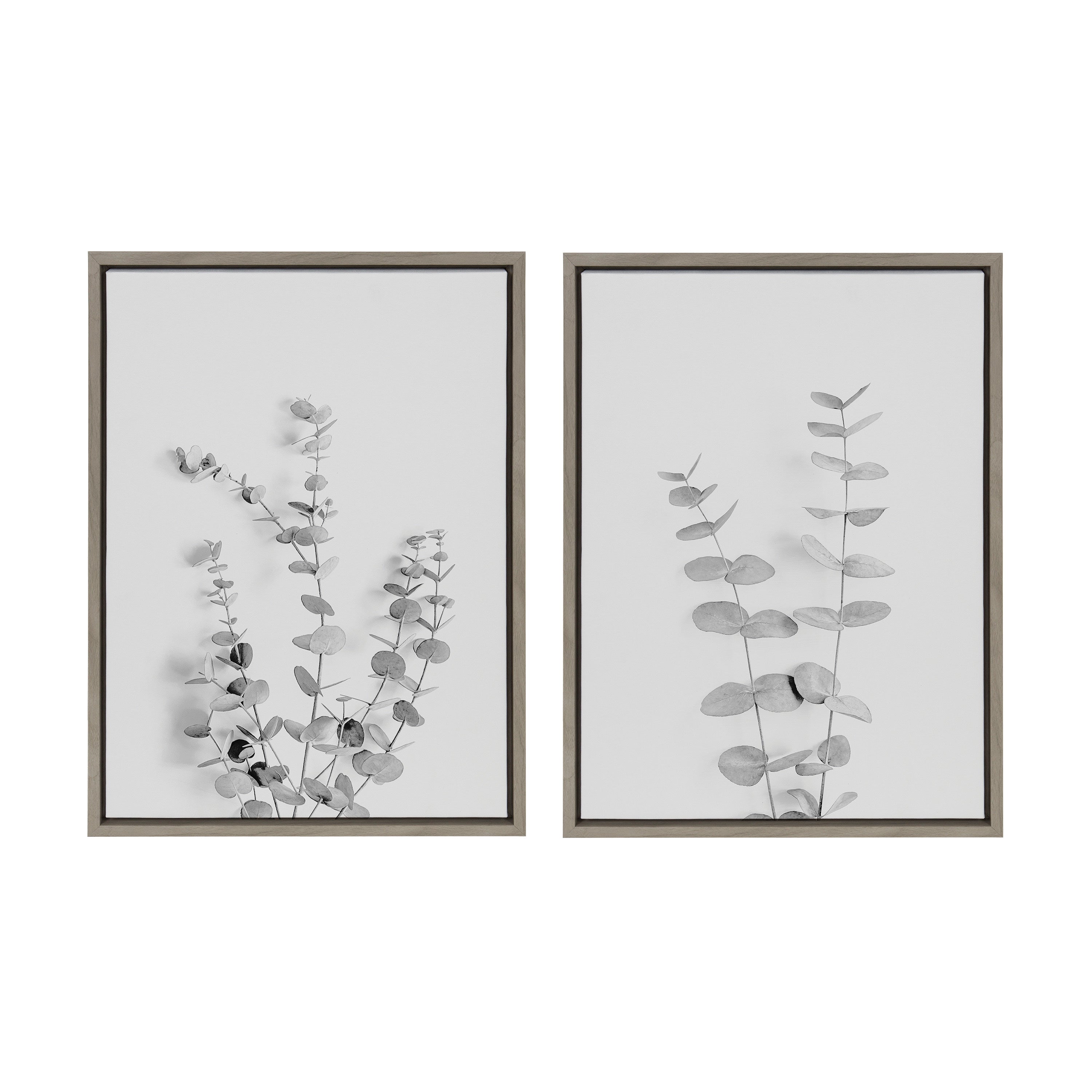 Sylvie Neutral Botanical 3 and 4 Soft White Framed Canvas by kateandlaurel - product image 7 for Resin Society