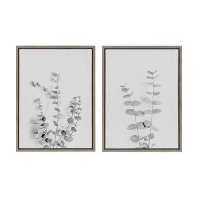Sylvie Neutral Botanical 3 and 4 Soft White Framed Canvas by kateandlaurel - product image 7 for Resin Society