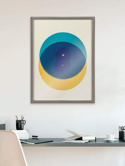 Blake Colorful Records Blue Yellow Framed Printed Glass by kateandlaurel - product image 5 for Resin Society