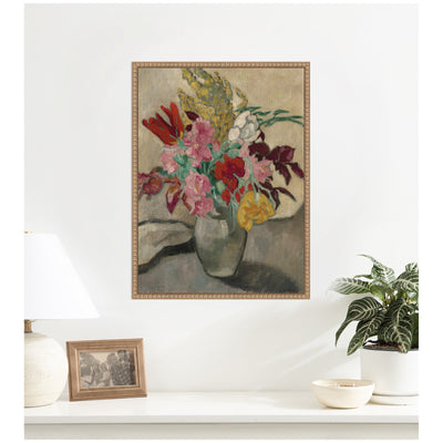 Vase avec bouquet de fleurs by Louis Valtat by Nostalgia Prints Framed Canvas Wall Art Print