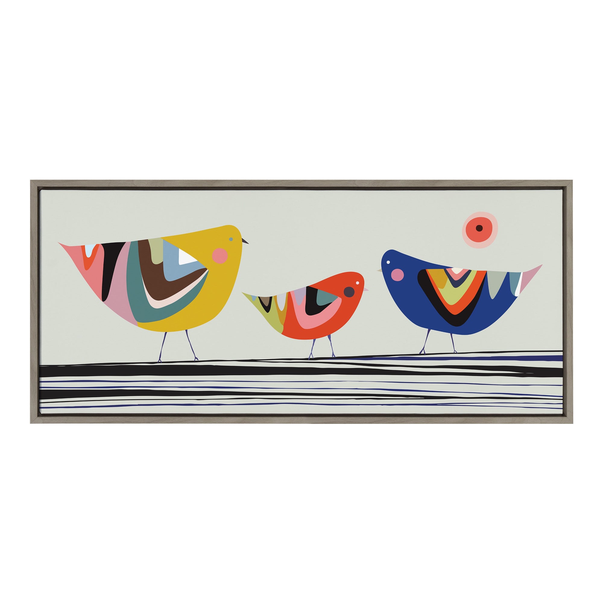 Sylvie Family Tree 3 Birds Framed Canvas by kateandlaurel - main product image for Resin Society