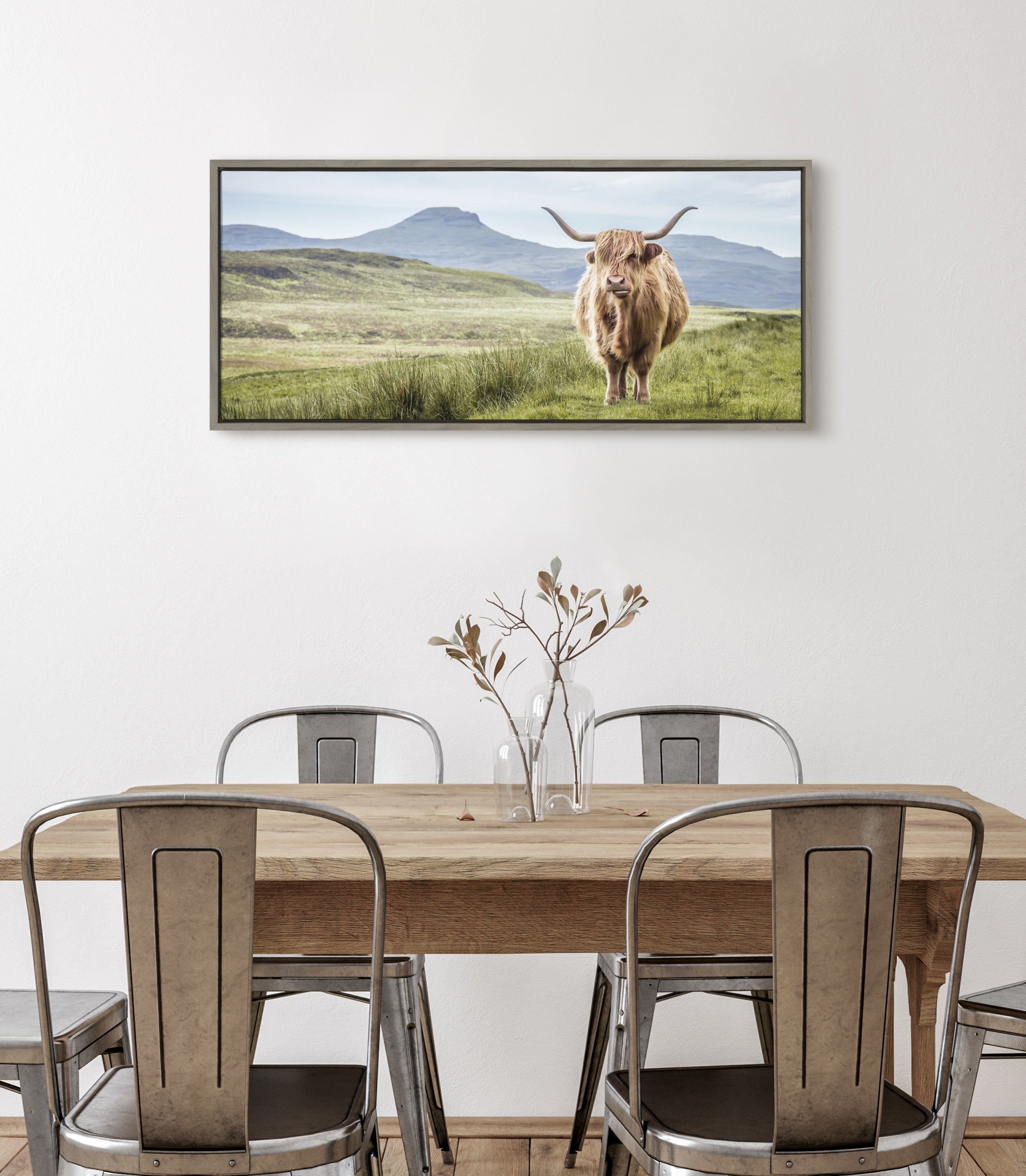 Sylvie Highland Cow Mountain Landscape Framed Canvas by The Creative by kateandlaurel - product image 20 for Resin Society