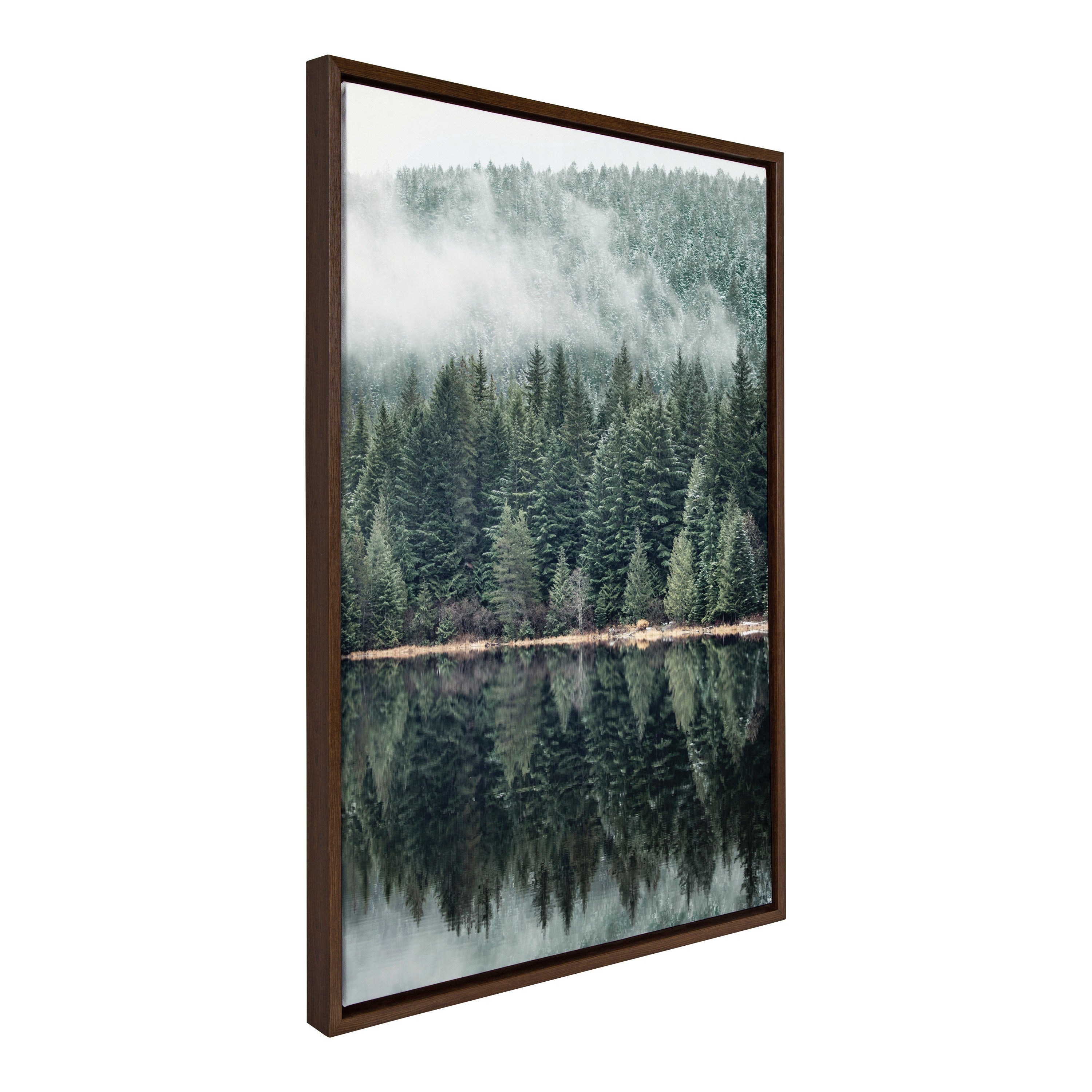 Sylvie Evergreen Reflections in Fog Framed Canvas Art Set by Emiko and Mark Franzen of F2Images