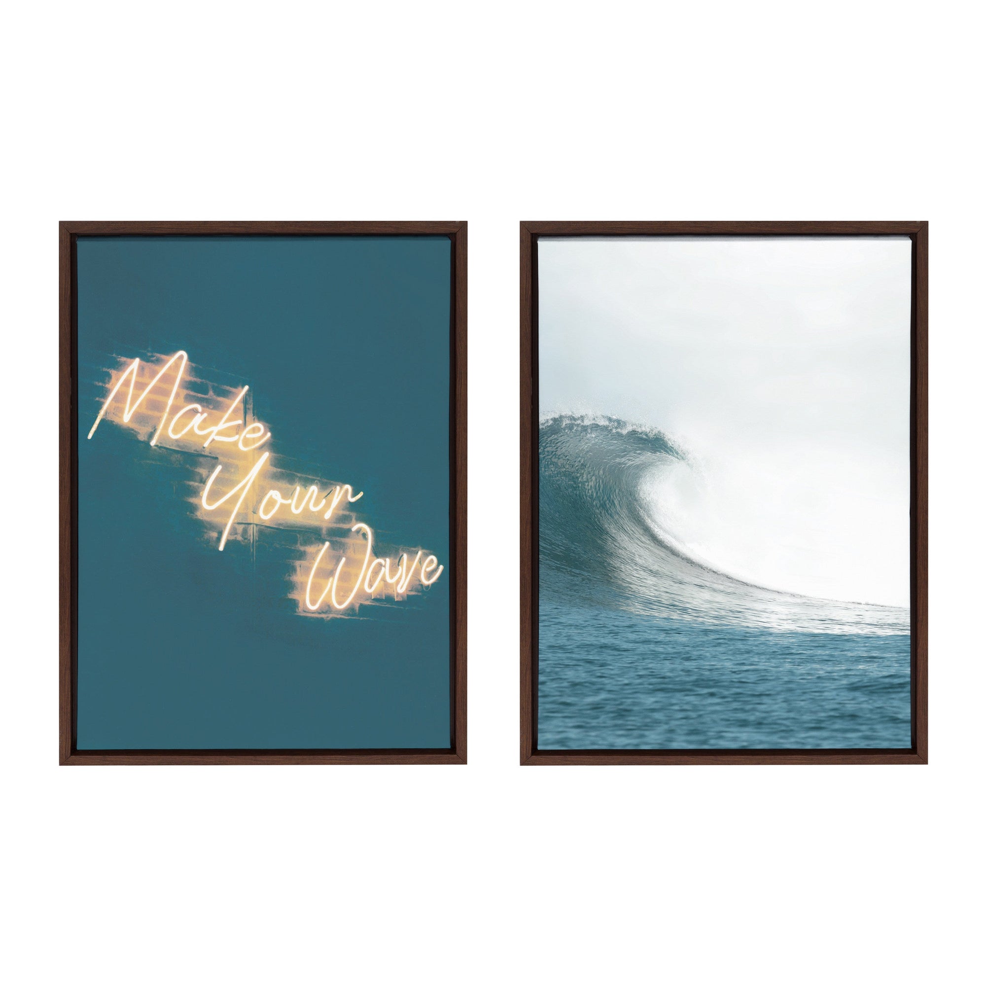 Sylvie Make Your Wave Framed Canvas Set by The Creative Bunch Studio by kateandlaurel - main product image for Resin Society