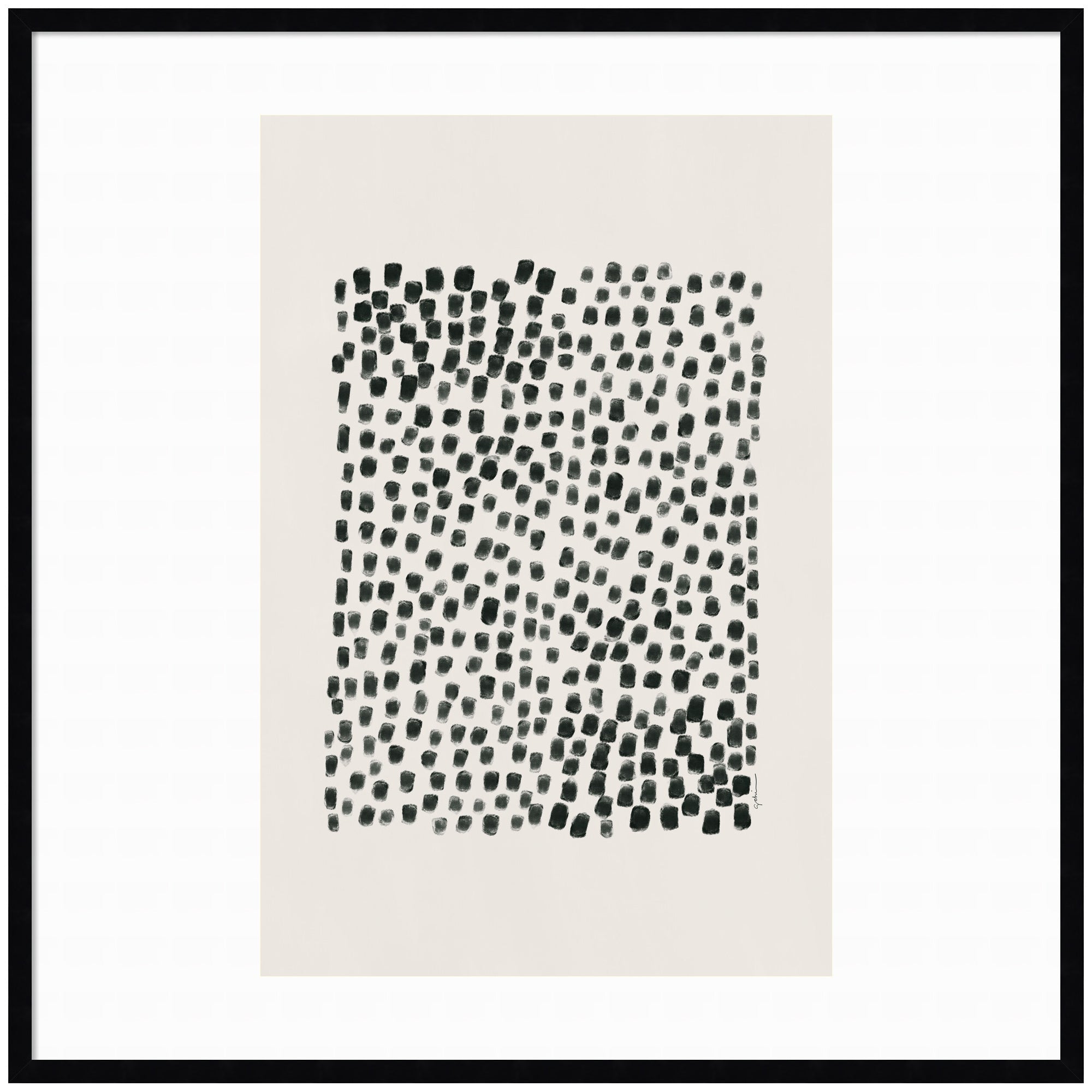 Abstract Black by Gabrielly Guedes framed wall art print showing a black and white abstract design