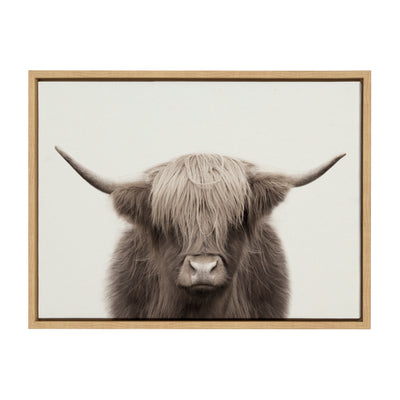Sylvie Hey Dude Highland Cow Color Framed Canvas by The Creative Bunch