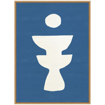 Sylvie Ceramic Blue Beige 4 Framed Canvas by Rocket Jack