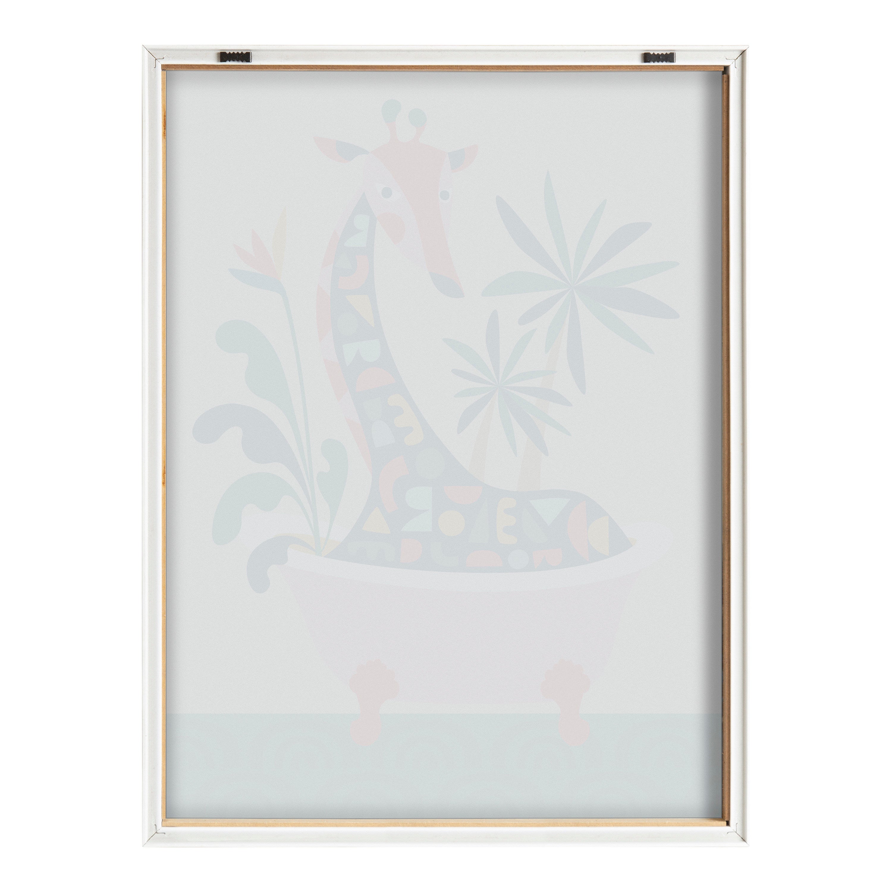 Blake Mid Century Modern Giraffe in Bathtub Framed Printed Glass