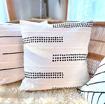 Boho Dots White Sadza Pillow by Mbare Ltd - main product image for Resin Society