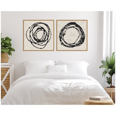 Sylvie Flowing Circle Abstracts - 2 Piece Framed Canvas Art Set