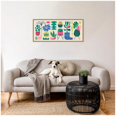 Sylvie Retro Bright Floral and Succulent Panel Framed Canvas by Rachel Lee