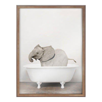 Blake Baby Elephant in the Tub Color Framed Printed Glass by kateandlaurel - product image 2 for Resin Society