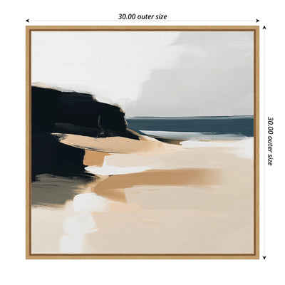 Sylvie Coastal Sand Modern Abstract Landscape I Framed Canvas by The Creative Bunch Studio