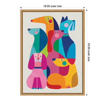 Modern Abstract Dogs by Rachel Lee Framed Canvas Wall Art Print