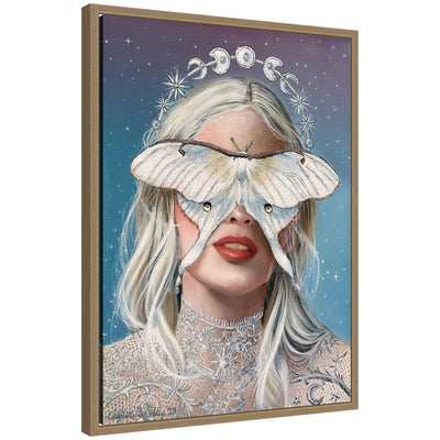 Moon Witch by Charlotte Brindley framed canvas canvas wall art with a dark gold frame