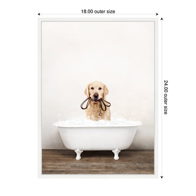 Sylvie Golden Retriever in Rustic Bath Style Framed Canvas by Amy Peterson