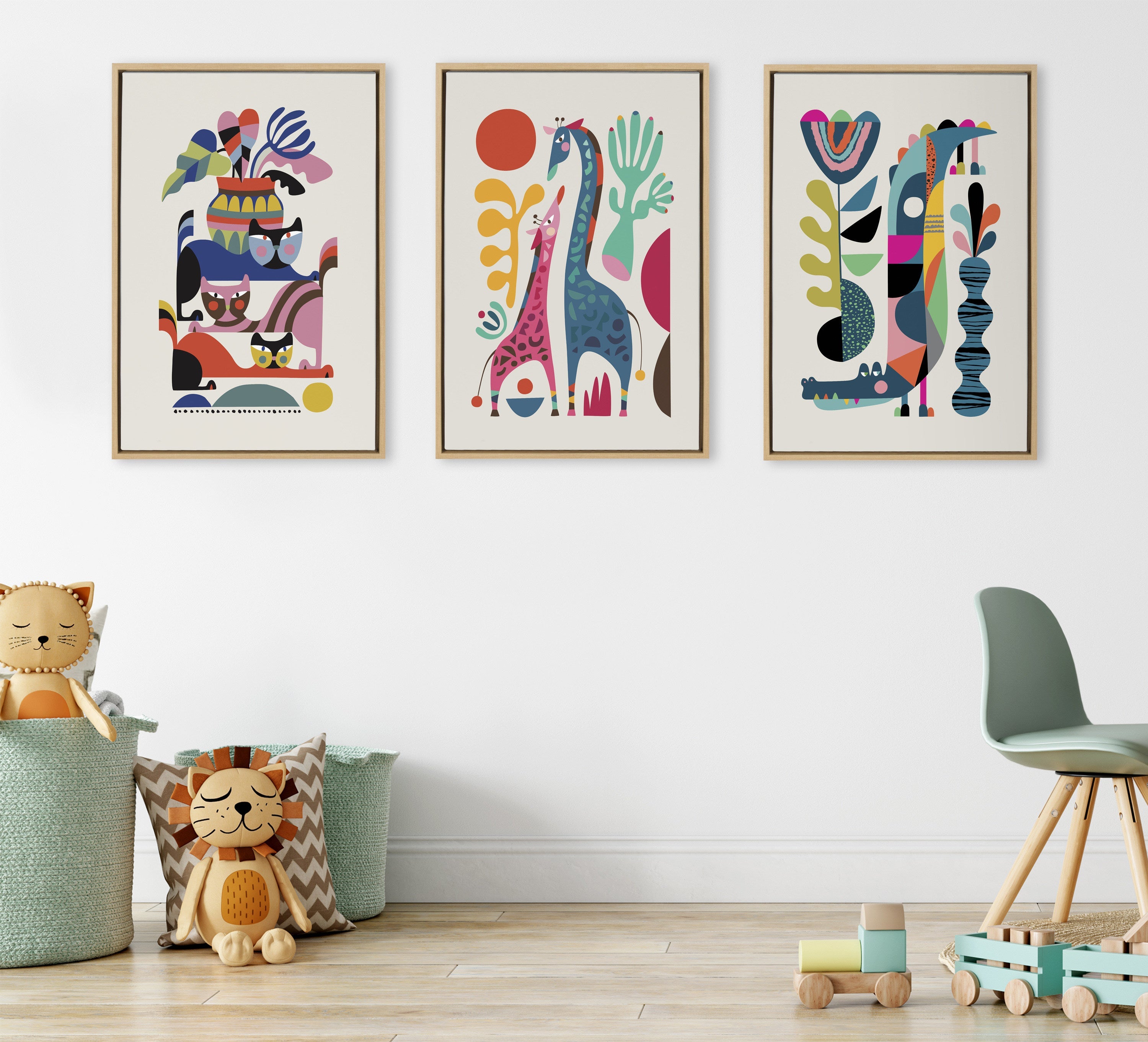 Sylvie Giraffe Love Framed Canvas