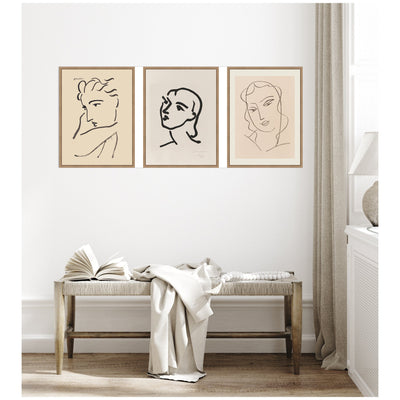 Profil de Femme Henri Matisse 3 Piece Framed Canvas Wall Art Set by Nostalgia Prints