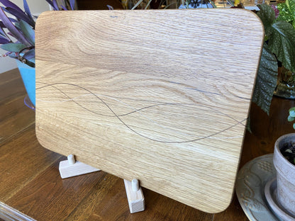 White Oak Charcuterie Board featuring Peruvian Walnut and Cherry decorative banding