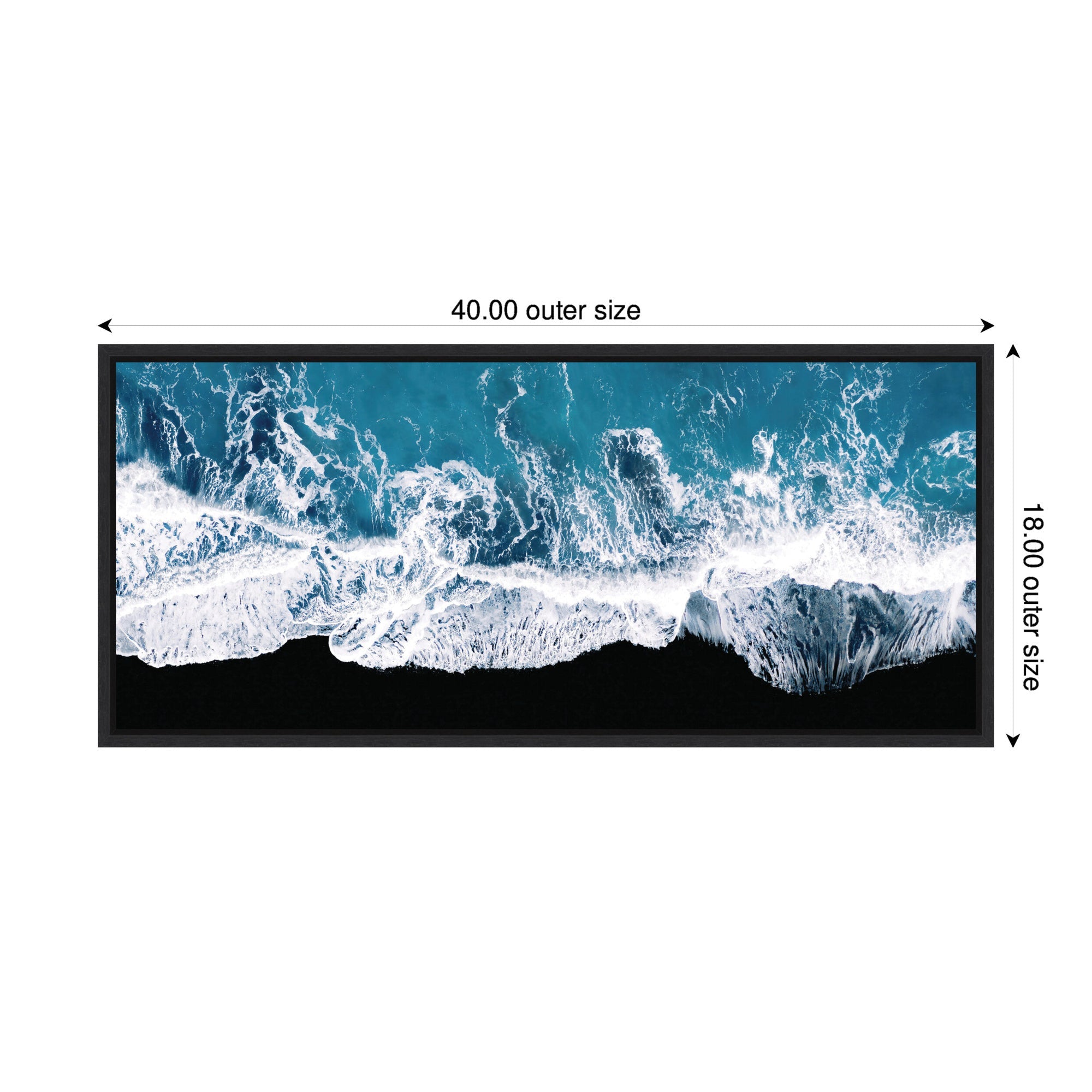 Sylvie Minimalist Ocean Waves on the Black Beach in Iceland Framed Canvas by Michael Schauer