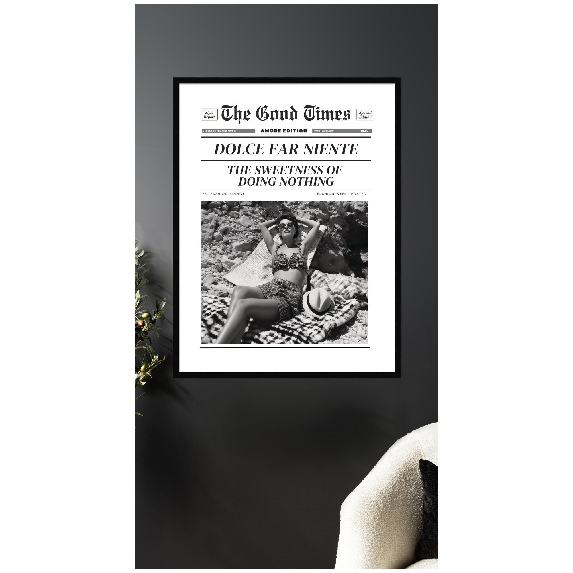 The Good Times Newspaper Dolce Far Niente by Honey Island Studio Framed Wall Art Print