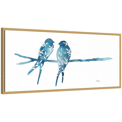 Sylvie Botanical Birds framed canvas art showing botanical birds illustration with a floating polystyrene frame