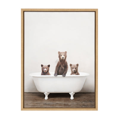 Sylvie Three Little Bears in Vintage Bathtub Framed Canvas
