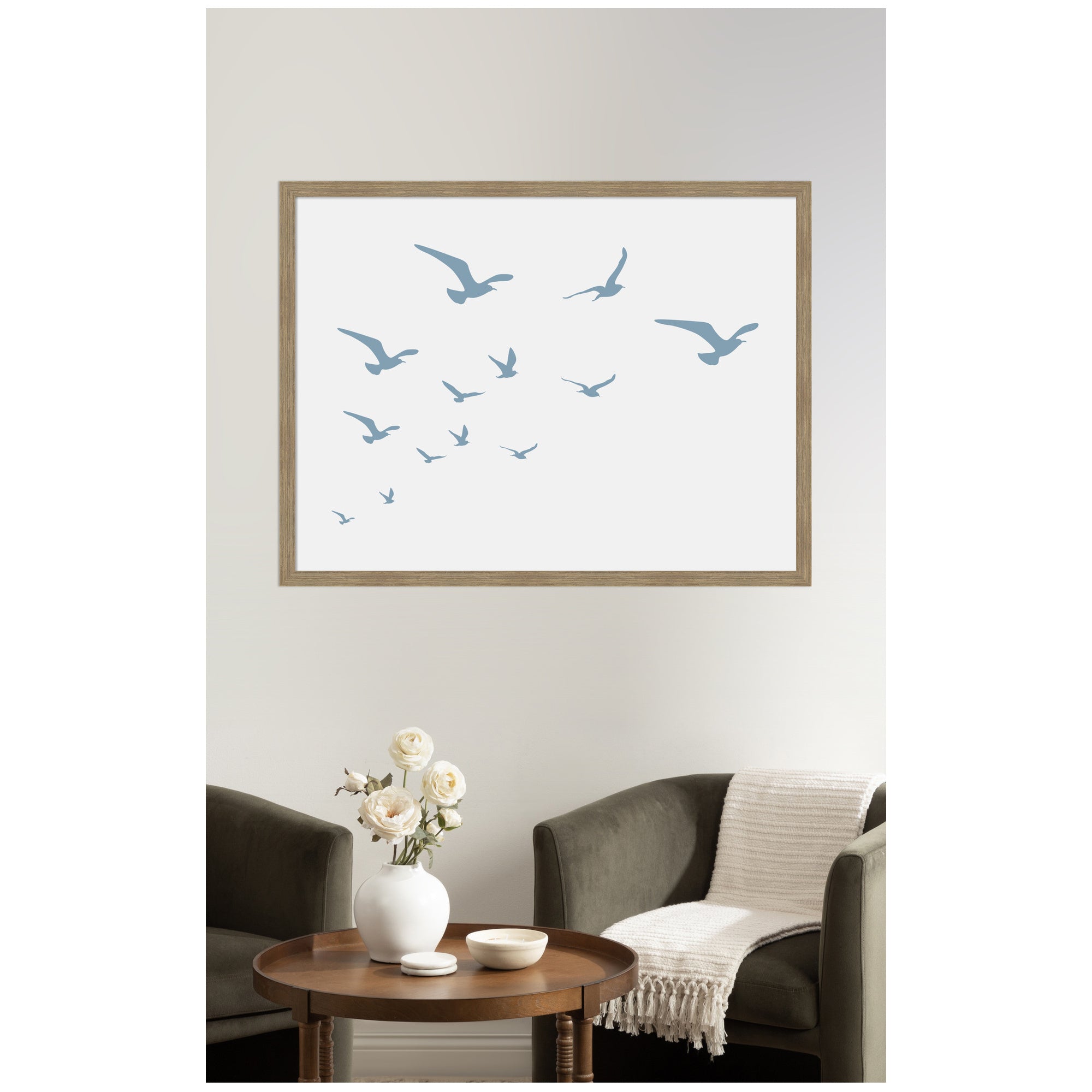 Seagulls White Background by Jolly and Dash Framed Wall Art Print