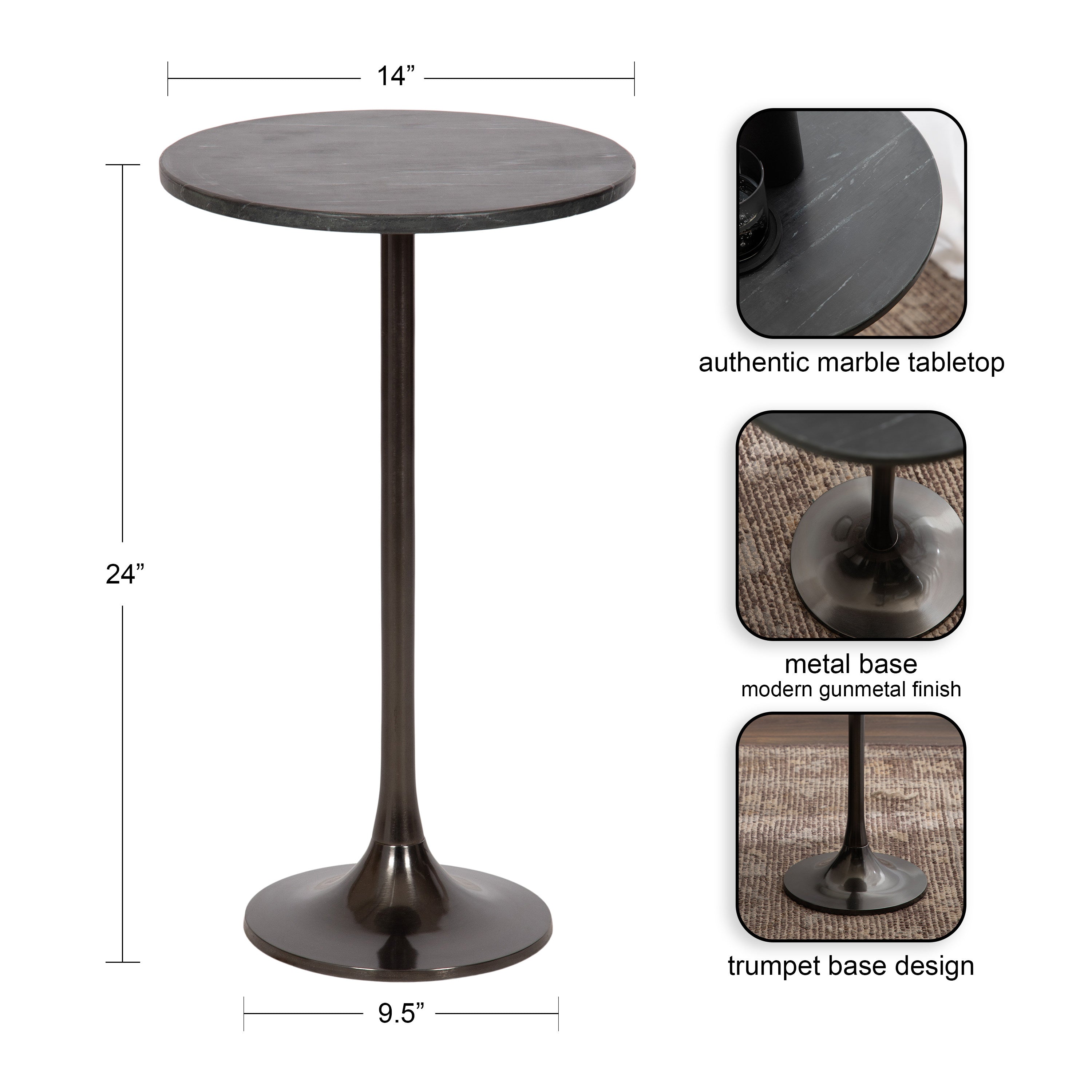 Baronet Round Marble and Metal Table
