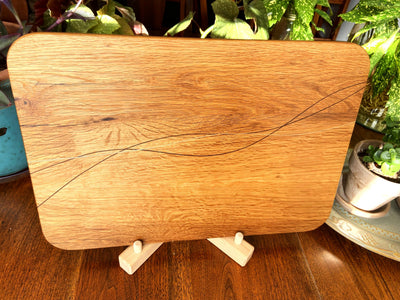 White Oak Charcuterie Board with Peruvian Walnut and Cherry decorative wood banding